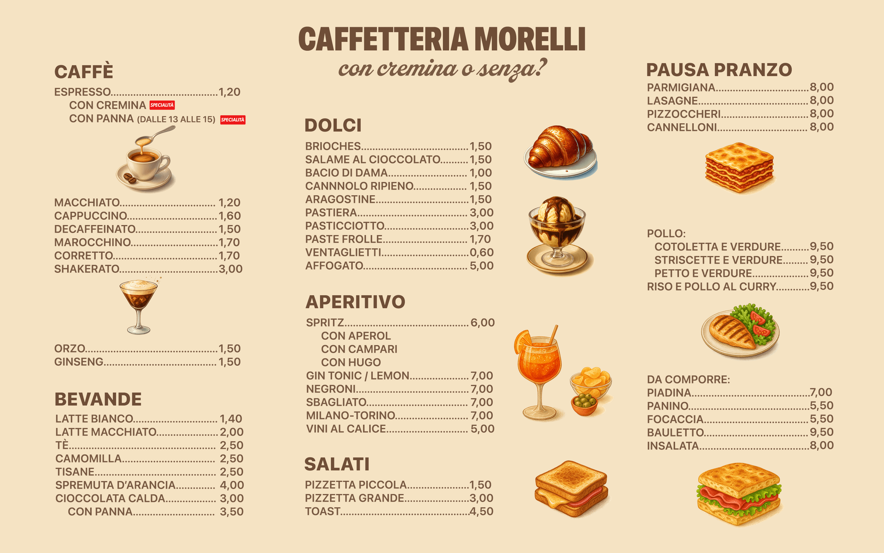 Menu Caffetteria Morelli